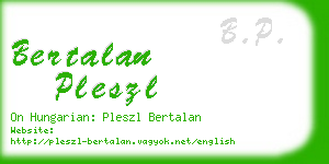 bertalan pleszl business card